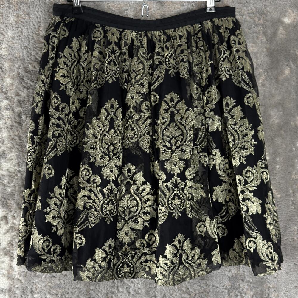 Garnet Hill Size 8 Boho Silk Pleated Knee Length‎ A Line Skirt Casual Zip Lined